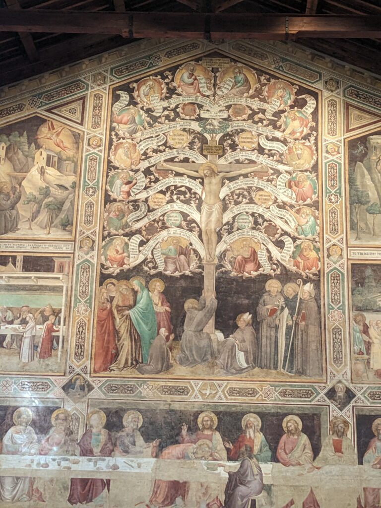 wall mural of Tree of Life in the refrectory at Santa Croce 